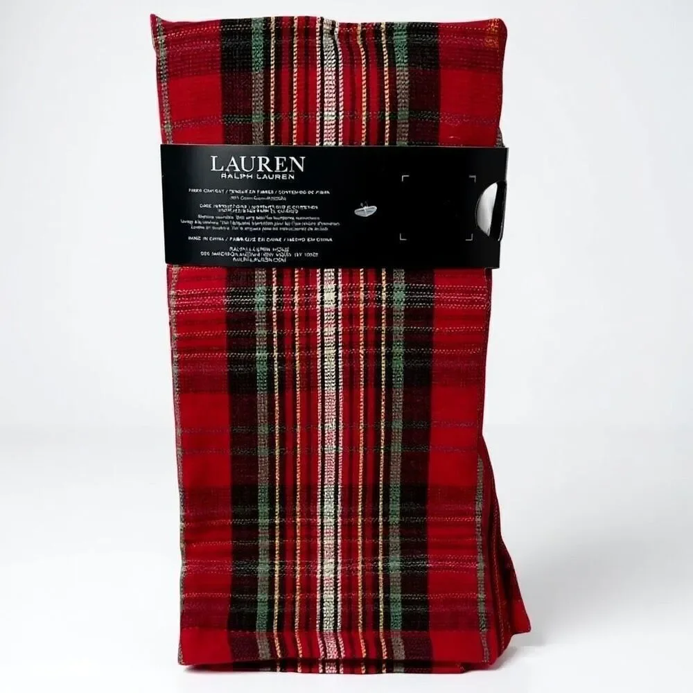 Ralph Lauren Red Plaid Cotton Dish Towels Set of 2 Christmas Kitchen Decor NWT